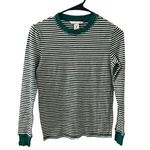 Victoria's Secret green and white striped thermal pajama top XS Cotton New w/t
